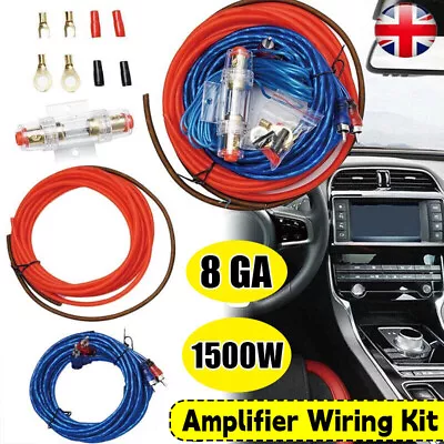 1500 Watt Audio Subwoofer Sub AMP RCA 8 GAUGE Car Amplifier Wiring Install Kit • £7.49