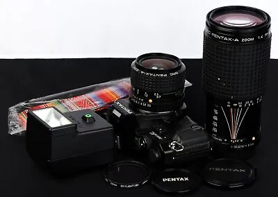 CLA'd Pentax Super A 35mm Film SLR C/w Smc A 35-70mm 70-210mm Lens & AF200T Kit • $928.66