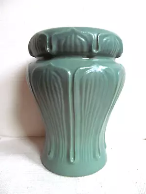 Haeger 1998 Arts And Crafts Style Pottery Vase -Greuby Green Lotus Leaf Ceramic • $195
