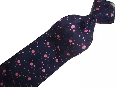 Stefano Ricci Navy Blue & Pink Polka Dots Woven Silk Tie 57 L X 3.5 W • $69.30