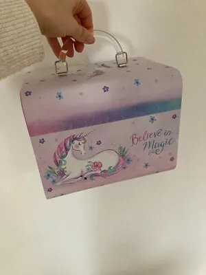 Girl Unicorn Treasure Pink Case Box Luggage Storage . Believe In Magic. • £3.99