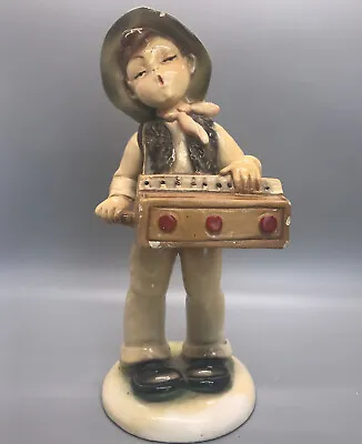 Chalkware Boy Playing Organ Grinder Made In Italy Approx. 9  • $25