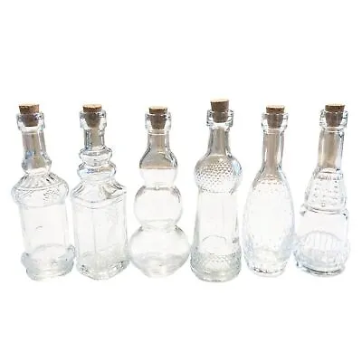 Set Of 6 Mini Decorative Corked Glass Bottles (4OZ EA) • $24.99