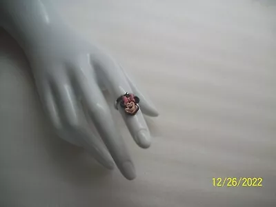 Minnie Mouse Ring Dangle Rubber Head Adjustable Silver Tone Child Or Collectable • $5.19