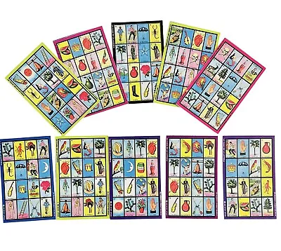 10 Mini Loteria Mexican Bingo Game Boards Cards 3x2 Inches 10 Cartas De Lotería • $12