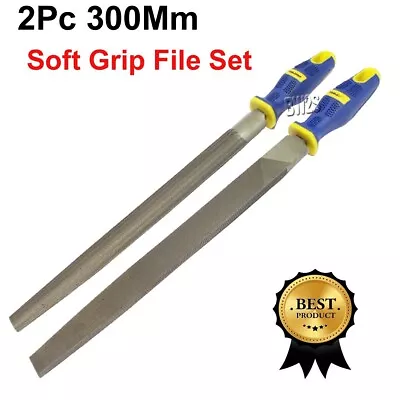 £9.85 • Buy Metal File Set 2pc 300mm Long With Soft Grip Handles Engineers Files TZ WW197