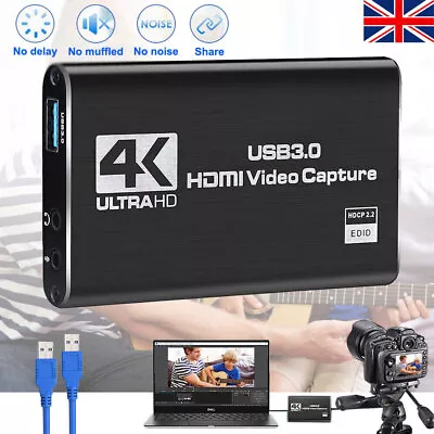 4K Video Capture Card 1080P 60fps Camera Recording Box HDMI To USB 3.0 Recorder • £14.21