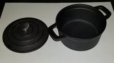 VINTAGE Crofton 8 Oz Mini 3.25  Round Cast Iron Handled Dutch Oven Pot W/Lid • $19.99