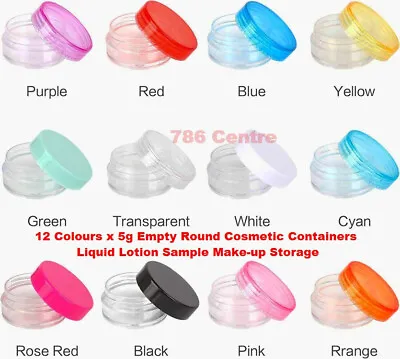 12 Coloured Plastic Cosmetic Jars For Eye Shadow Sample Container Cosmetic Pots • £8.95