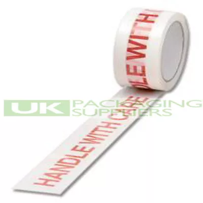 3 ROLLS OF 2  WIDE HANDLE WITH CARE PRINTED PACKAGING TAPE 48mm X 66metres NEW • £11.32