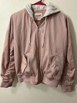 Mossimo Target Dusty Pink Bomber Jacket Hooded Windbreaker Size Medium  • $15