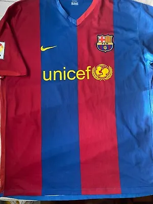 Barcelona 2006 Football Soccer Shirt Jersey 2XL Messi Ronaldinho Eto'o Xavi Era • $30