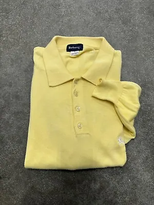 Burberrys Polo Collar Shirt Long Sleeve Men Small Yellow Vintage  • $24.89