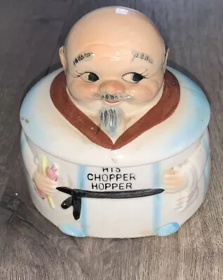 Vintage His Chopper Hopper Old Man False Teeth Denture Holder Trinket Jar Japan • $19.87