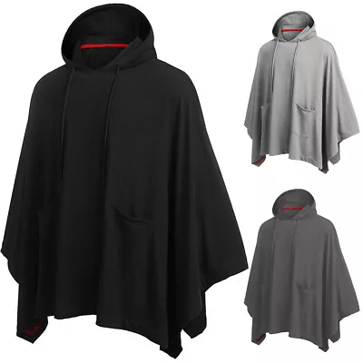 Men Hooded Cape Casual Loose Coats Pullover Jacket Solid Color Fashion Tops S-L • $44.99