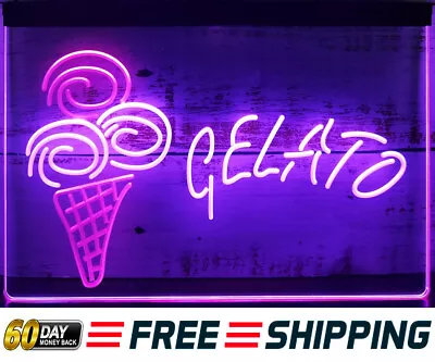 Gelato Ice Cream Open LED Neon Light Sign Business Display Wall Art Lamp Décor • $99.99