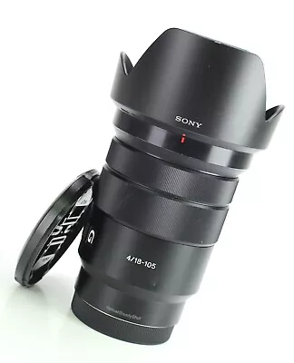 Sony E PZ 18-105mm G OSS F4 Zoom Lens E Mount SELP18105G Front & Rear Cap & Hood • £319.99
