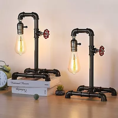 Retro Table Lamp Set Of 2 Industrial Steam Punk Lamp Pipe Desk Lamp For Bedside • $38.99