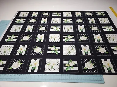 Magnolia Panel 30x42 Sandy Lyman Clough P&B Textiles Floral Black Blocks • $7.99