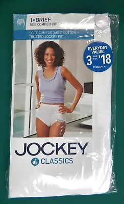 Vintage NOS Jockey Classics Womens Briefs 6/M 39-41  White Cotton Panties 2003 • $17.10