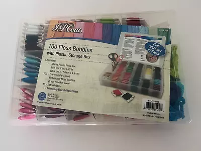 J&P Coats 100 Embroidery Floss Bobbins Plus Plastic Storage Box • $9.99