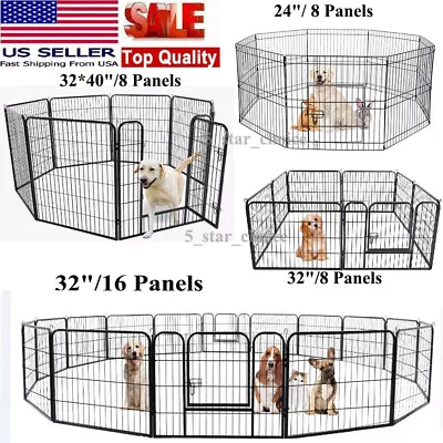 24 32 40 H Heavy Duty Dog Playpen 8/16 Panels Exercise Pen Pet Fence Cage W/Door • $54.99