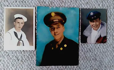 Lot Of 3 Vtg Found Military Studio Photograph Portraits. Hand Colored Tinted. • $26.95
