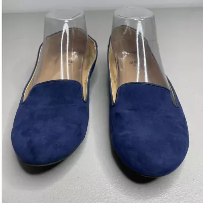 H&M Loafers Shoes Suede Casual Flat Pump Slip On Almond Toe Blue Size 7  • $20