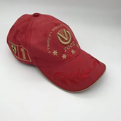VTG Michael Schumacher 5X World Champion Ferrari Red Cap Hat F1 Heavy Fade READ • $29.99