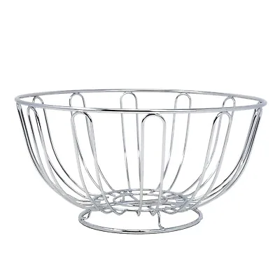£7.50 • Buy Round Fruit Bowl Chrome Metal Wire Basket Food Vegetable Holder Kitchen Storage