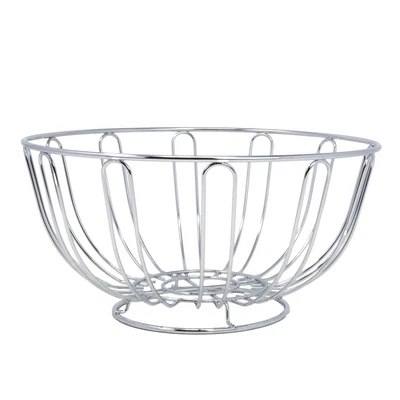 £7.50 • Buy Round Fruit Bowl Chrome Metal Wire Basket Food Vegetable Holder Kitchen Storage