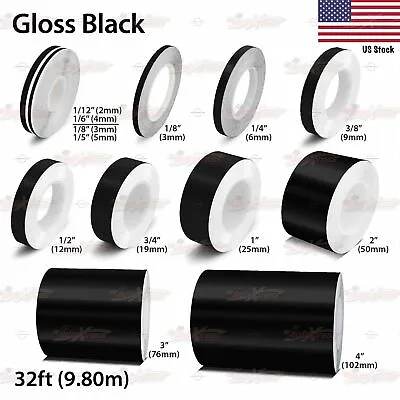 $7.95 • Buy GLOSS BLACK Roll Vinyl Pinstriping Pin Stripe Car Motorcycle Tape Decal Stickers
