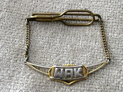 Vintage Two-toned TIE CLIP WITH CHAIN Pat. No. 101720 • $18