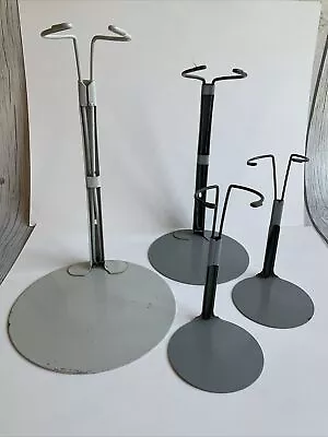 Vintage Kaiser USA Metal Doll Display Stands Mixed Sizes Gray Preowned Lot Of 4 • $24.99