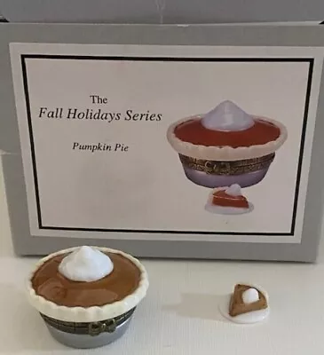 PUMPKIN PIE Hinge Box W/  Slice Of Pie Trinket  - Fall Holiday Series - PHB • $124.99