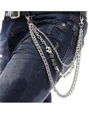 £7.99 • Buy Key Chain Jeans Punk Pants Skull Stud Motorcycle Jean Gothic Rock Silver 3 Row