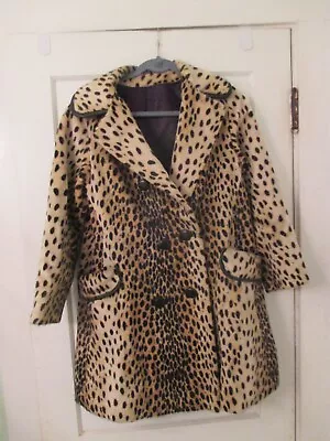 $109.96 • Buy Vintage 60s Russel Taylor Cheetah Leopard Faux Fur Coat Size L  Retro Chic