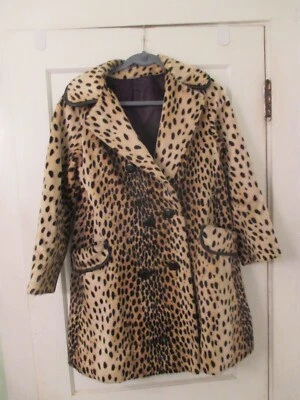 $109.96 • Buy Vintage 60s Russel Taylor Cheetah Leopard Faux Fur Coat Size L  Retro Chic