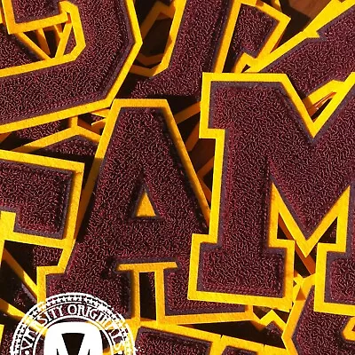 Maroon/Gold 6  Chenille Varsity Letter Patches (A-Z) MADE IN USA • $28.99