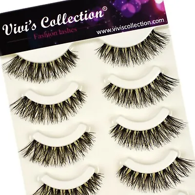 Vivis V110 Eyelashes False Fake Eye Lashes Long Thick Natural Set Makeup 5 Pairs • £3.99