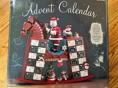 Advent Calendar Santa Claus On Red Rocking Horse Christmas Ornament Drawers 16   • $110