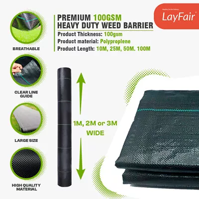 Layfair® Heavy Duty Weed Control Fabric Ground Cover Membrane - Choose Size • £79.99