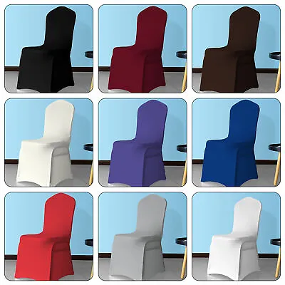 1-100 Chair Covers Flat Spandex Stretch Slip Seat Cover Wedding Party Decor • £169.79