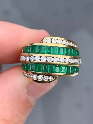 18ct Gold Diamond Emerald Cluster Ring CHARLES KRYPELL 15.3 Grams • £2950