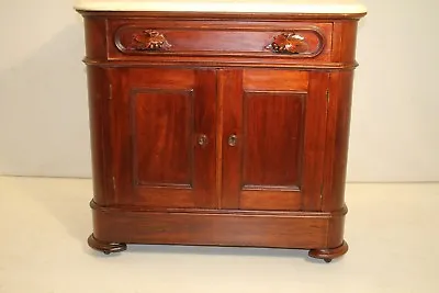 Great American Victorian Walnut Marble Top Dining Room Server Cabinet 19th C. • $1320