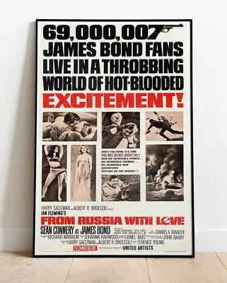 JAMES BOND FROM RUSSIA WITH LOVE #3 REPRO Film Poster 36 X24  Similar To A1 • £11.99