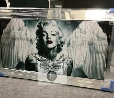 Large Marilyn Monroe With Angel Wings Glitter Art Picture On Mirrored Frame • £180.29