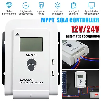 MPPT Solar Panel Charge Controller 12V/24V Regulator For AGM Gel Lifepo4 Battery • £28.99