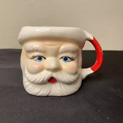 Vintage Santa Claus Face Mug Japan MCM Eyes Open Ceramic Christmas • $19.99