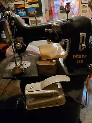 Pfaff 130 Vintage Sewing Machine With Original Tool Set Oil Can & Manual. • $95